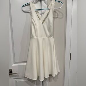 Lulu's Chic Cream Crossed Back Mini Dress